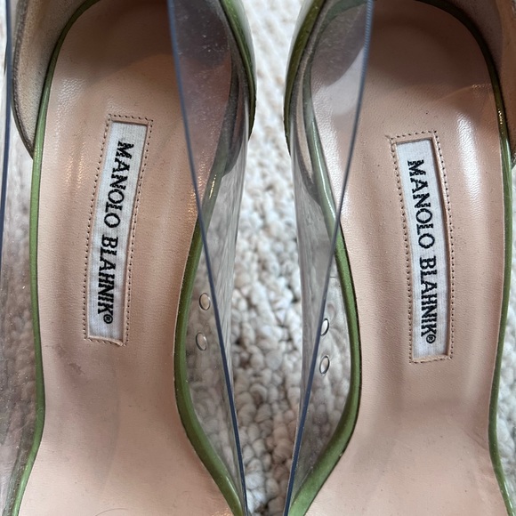 Manolo Blahnik Pacha Green Patent Leather 
Clear PVC Patent Pump Size 39.5 IT - Picture 5 of 5